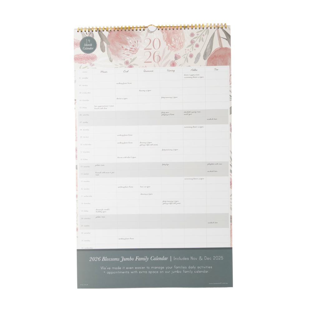 2026 Jumbo Family Calendar - Blossoms